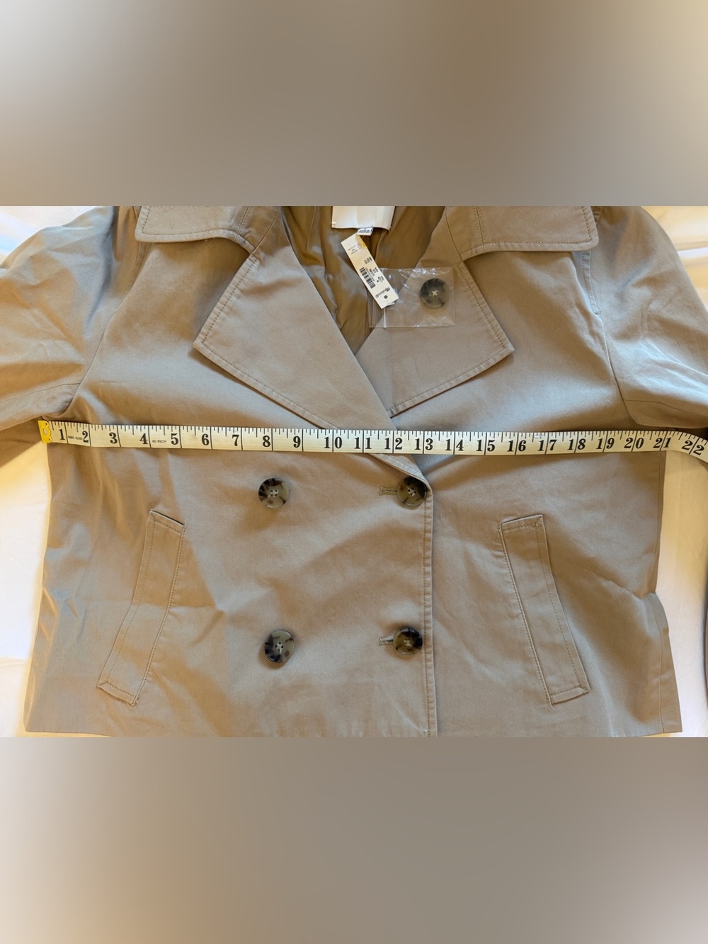 Madewell Cropped Trench Coat Beige / Coastal Dune Size Medium NWT NZ511 - Picture 10 of 14